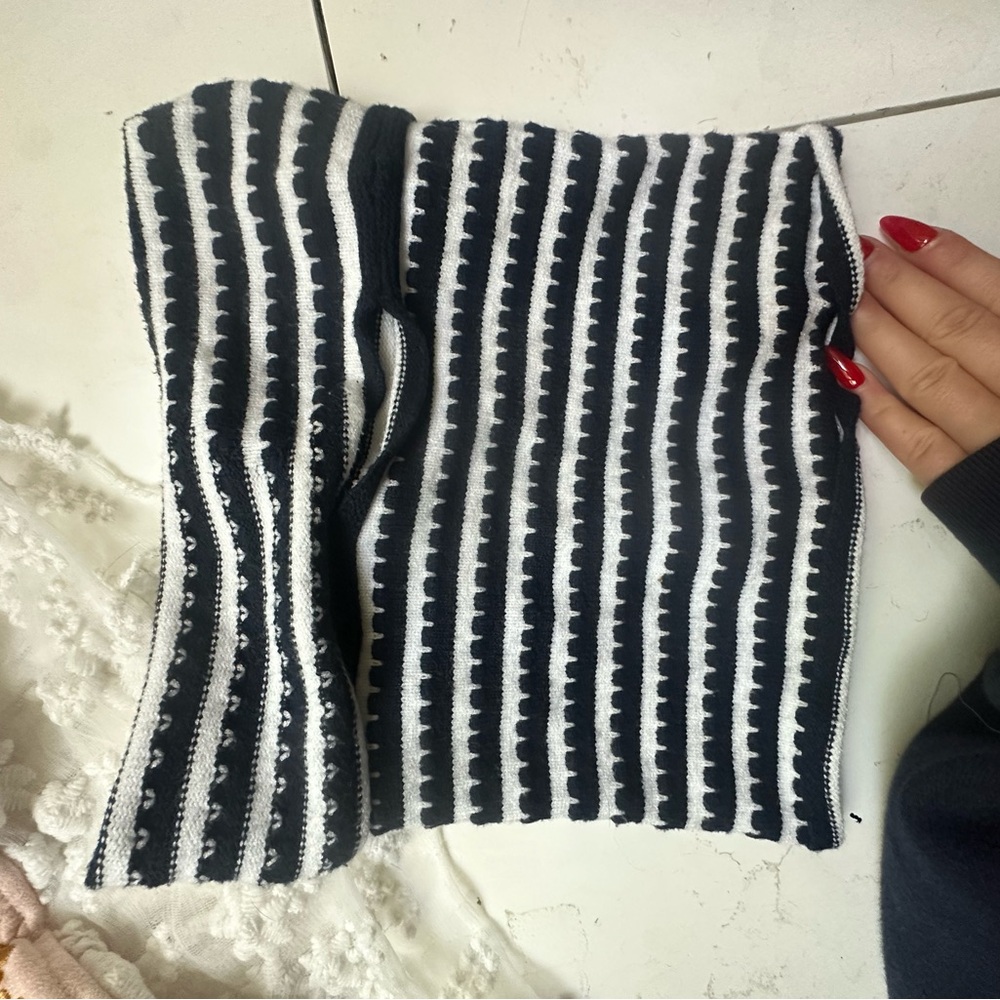 Black and White Striped Knit Top